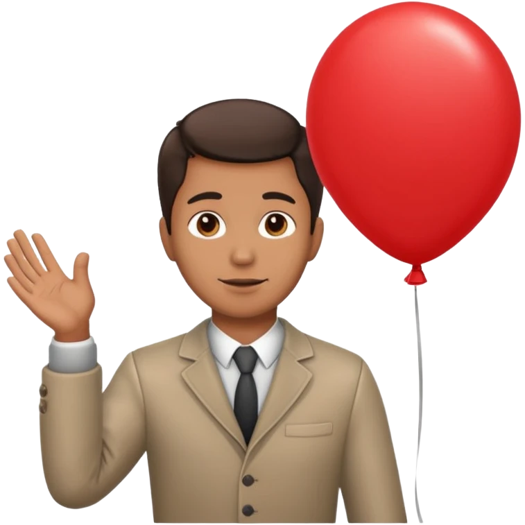 Man holding red balloon emoji
