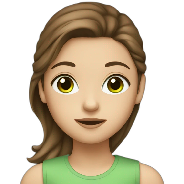 girl with brown hair and green eyes emoji