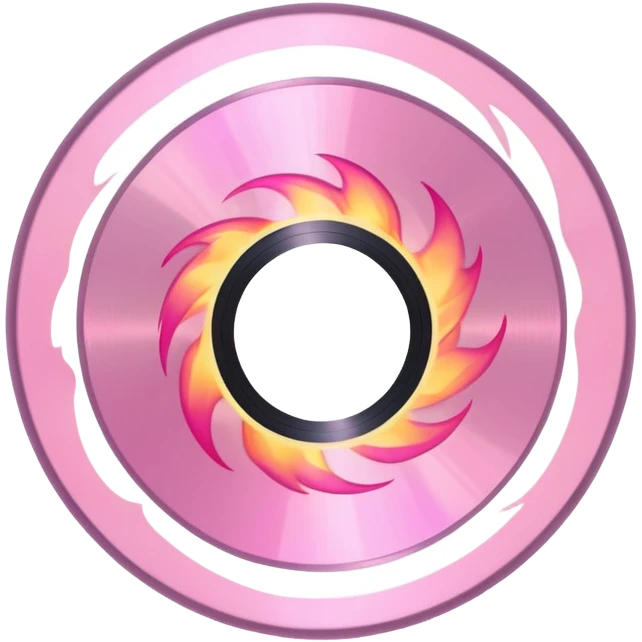 A minimalist CD disc with subtle pink flames, glowing effect emoji