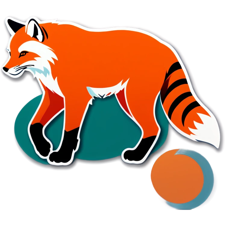 Fox walks behind a tiger emoji