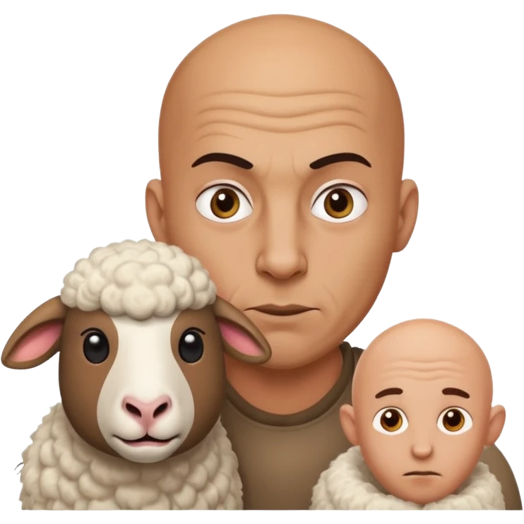 👨‍🦲+ 🐏 with mad human face emoji