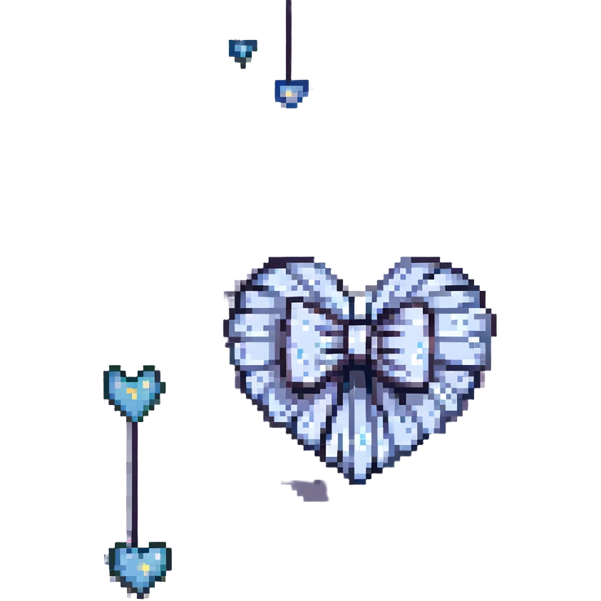 heart with a starry sky, silver bow with heart pattern emoji
