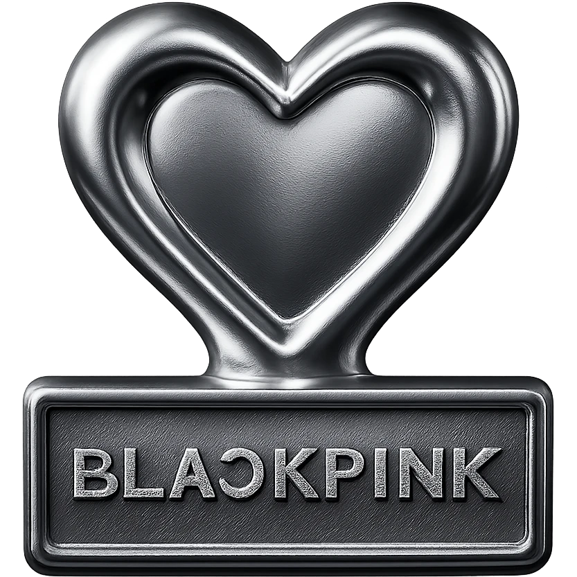 BLACKPINK-inspired object, black and pink colors, shiny and futuristic metallic look emoji