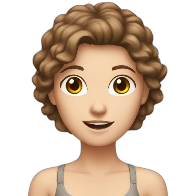 white girl brown hair with arms up emoji