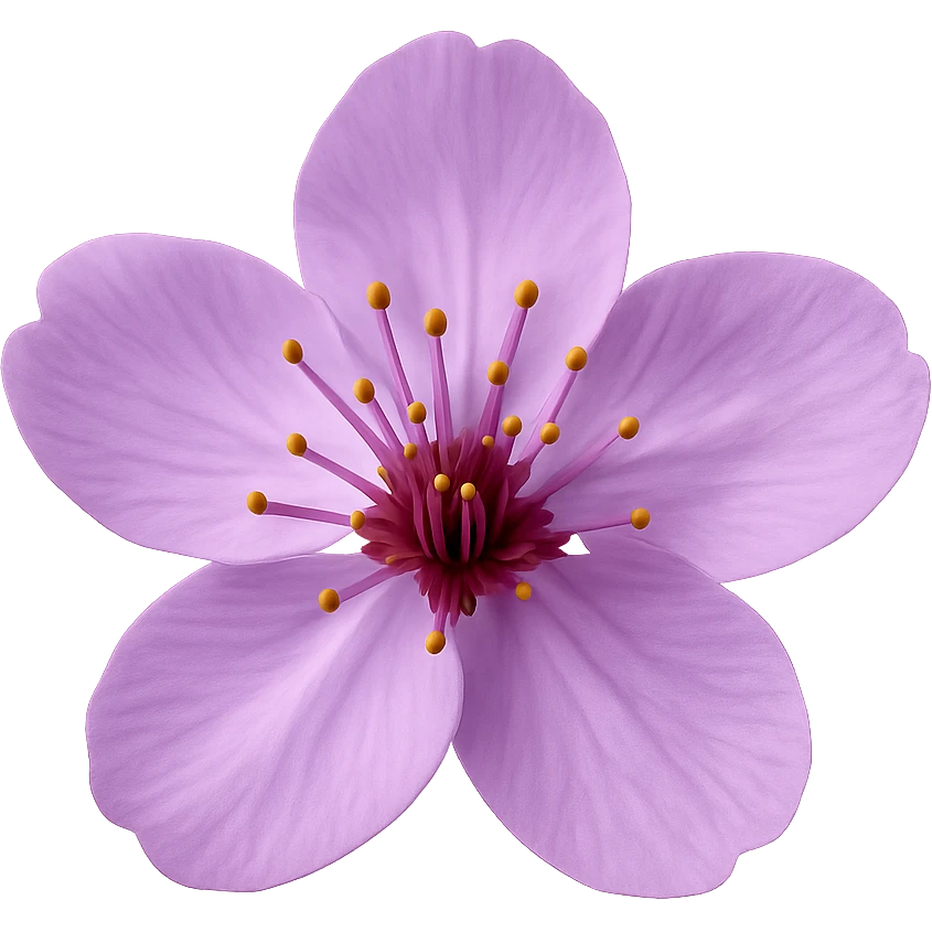 show one purple cherry blossom, remove background emoji