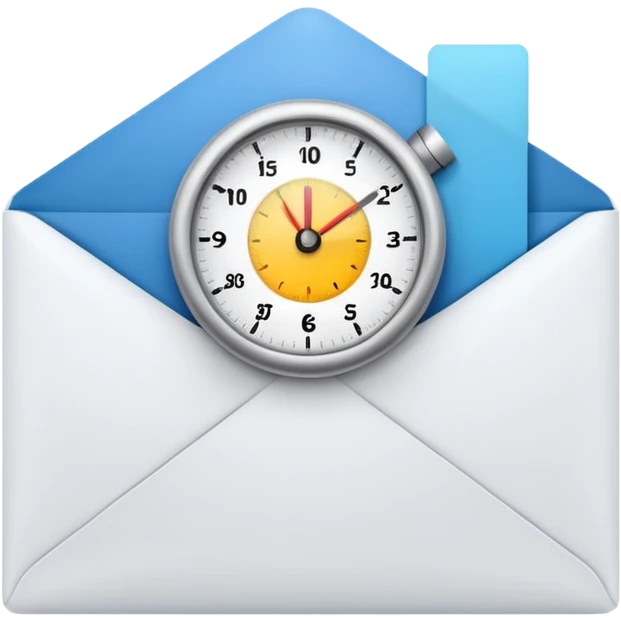 an envelop with a timer on it (to represent a programmed message) emoji