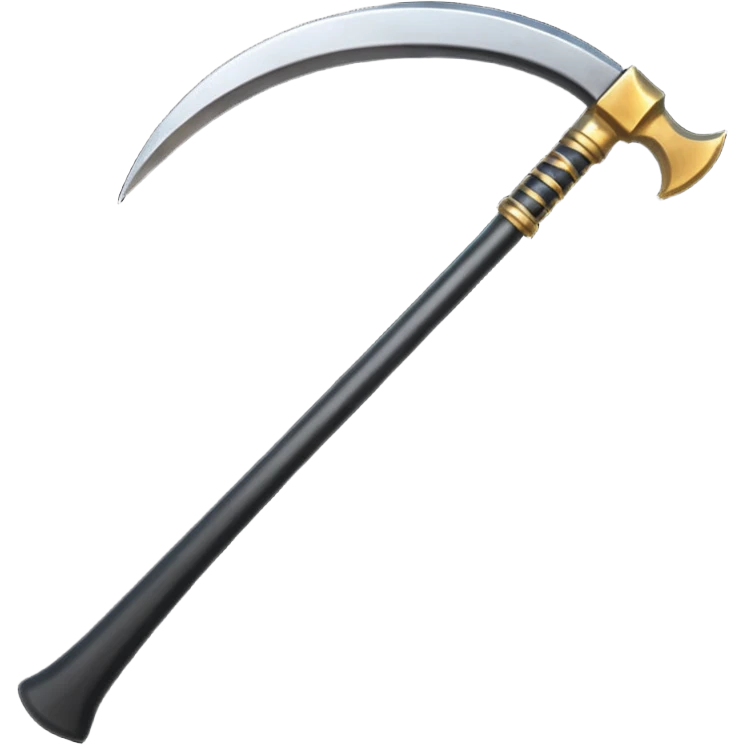 The scythe of the God of Death, a symbol of death, is long and straight, entirely in deep black. emoji