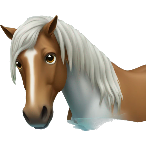 Un cheval qui mange une piscine  emoji