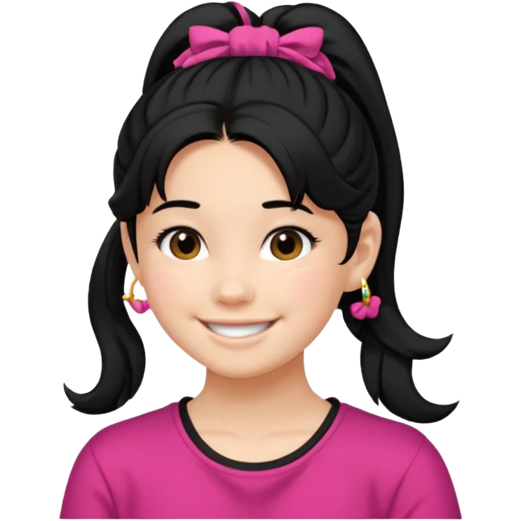 Teen girl with scrunchie ponytail black hair emoji