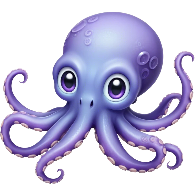 Cinematic Cute Baby Octopus Portrait Emoji, Head tilted slightly in a curious and endearing way, featuring a smooth, rounded light blue-purple body with enormous, sparkling eyes filled with warmth and innocence, delicate tentacles curling playfully, Simplified yet irresistibly adorable features, highly detailed, glowing with a soft, dreamy marine glow, high shine, affectionate and gentle, stylized with a touch of whimsical deep-sea charm, soft glowing outline, capturing the essence of a tiny, inquisitive octopus that looks ready to gently drift into your heart! emoji