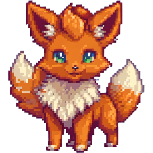 Vulpix Pokemon fox with six tails and orange-red fur emoji