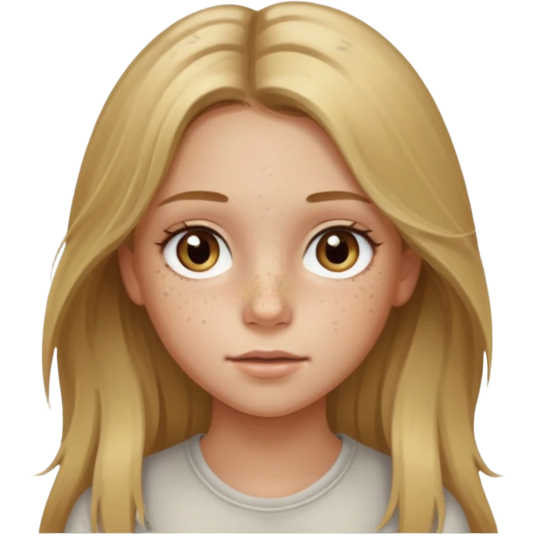 A young girl with long dirty blonde hair and hazel eyes emoji