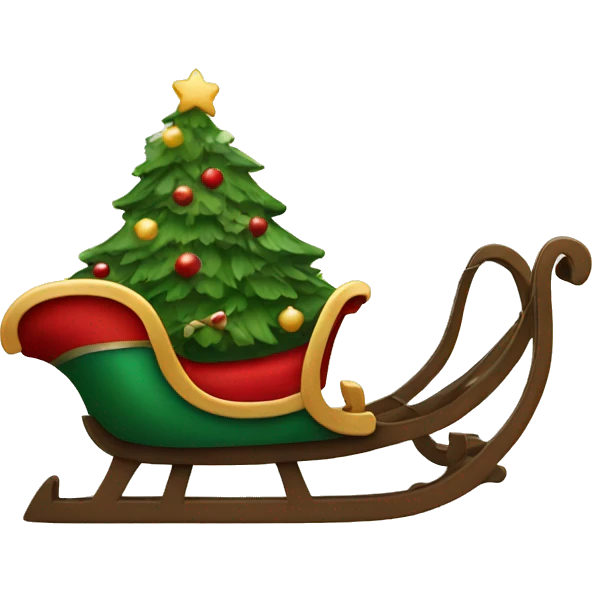 Sleigh with a Christmas tree satin bow emoji