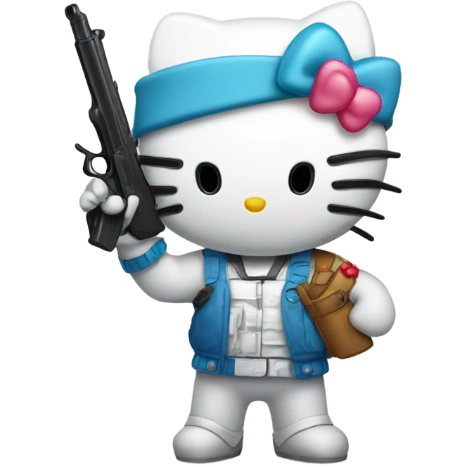 hello kitty with a toy gun pointing towards me emoji