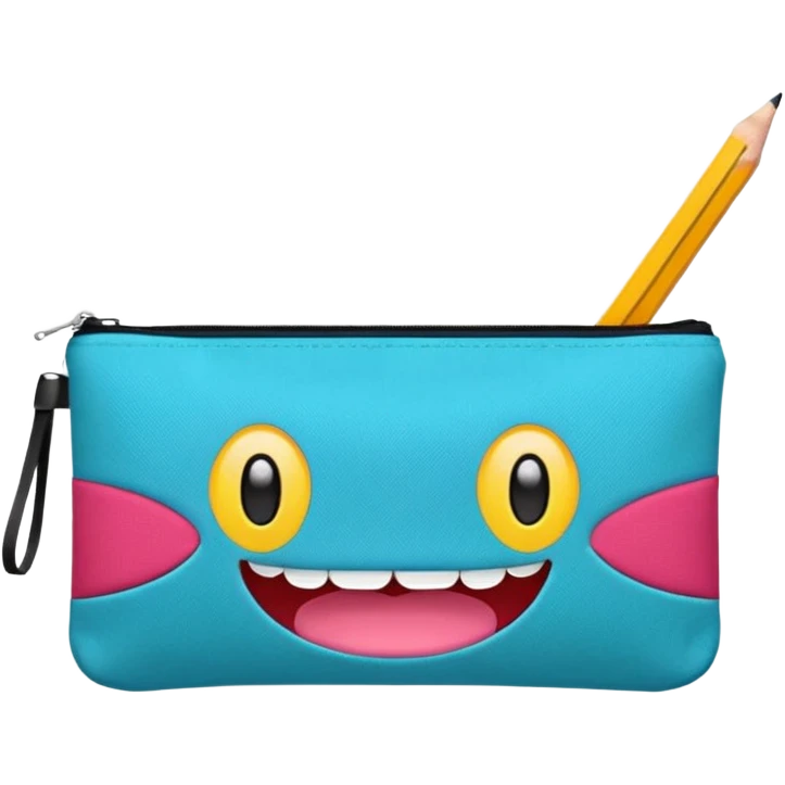 Pencil pouch with zipper mouth emoji