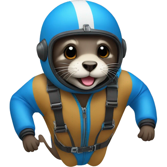 Skydiving otter, with blue helmet emoji