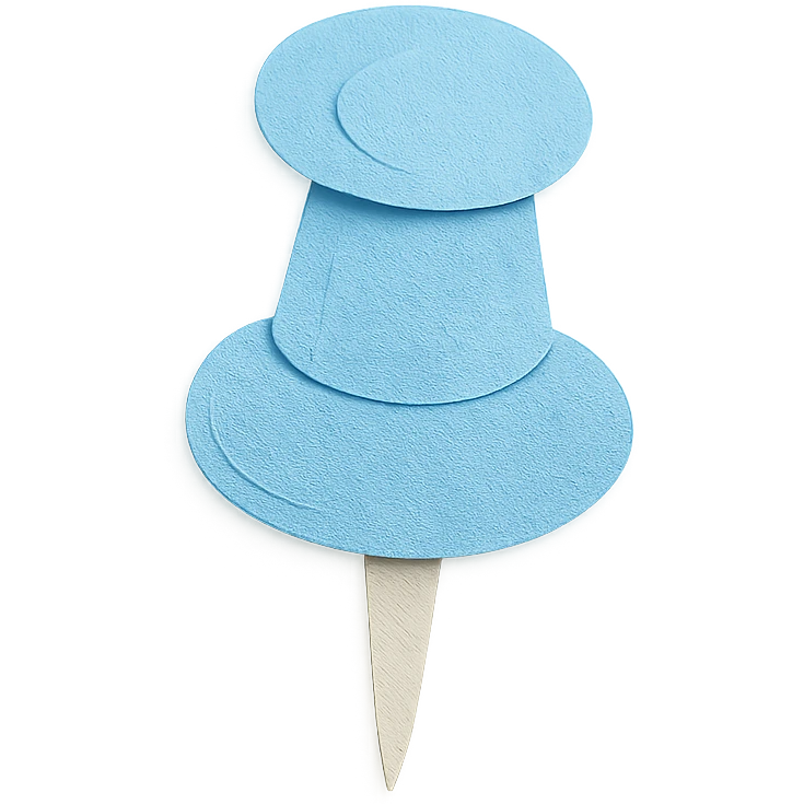 soft pastel miniature push pin icon for planners, blue color emoji