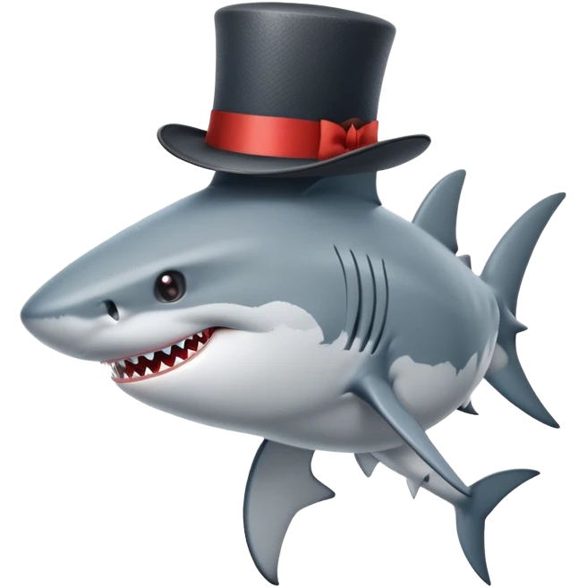 Shark with a top hat emoji