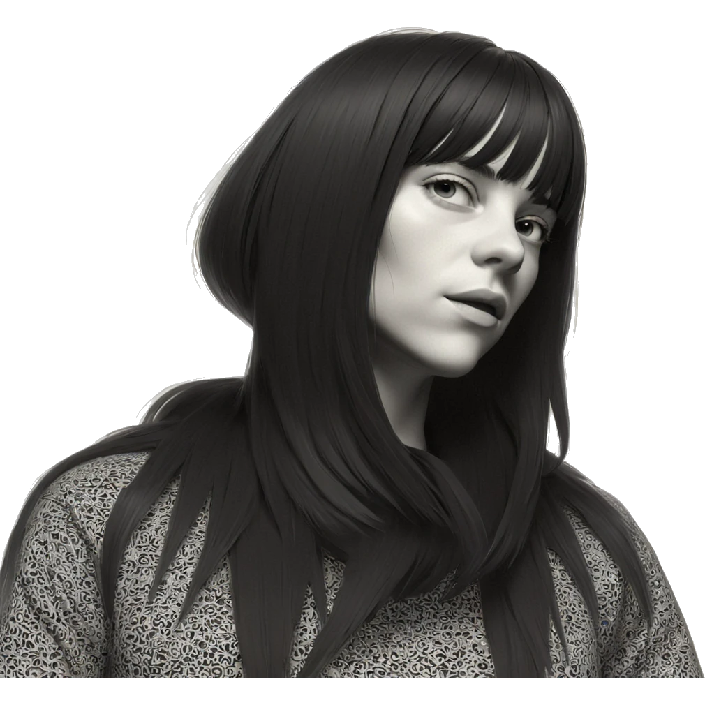 monochrome portrait of a girl emoji