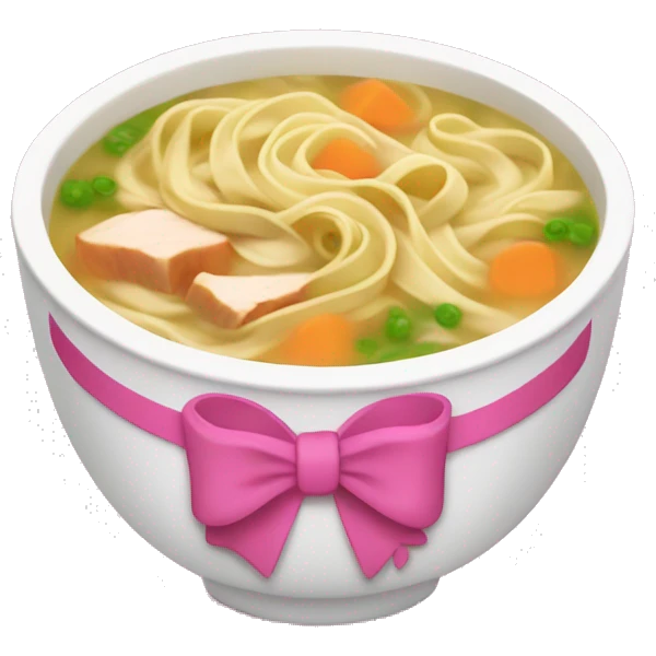 chicken noodle soup with a pink bow emoji