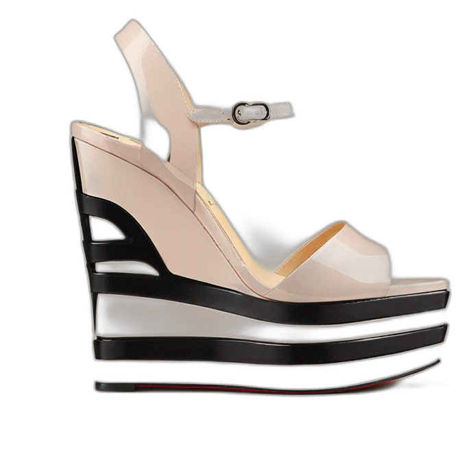 Platform wedges black louboutin sandal patent emoji