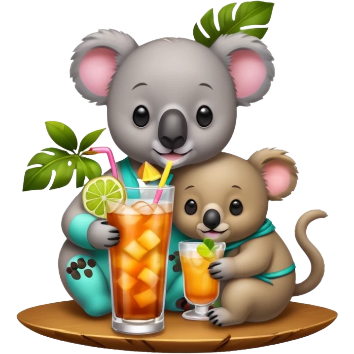 Koala and bear drink mai tai emoji