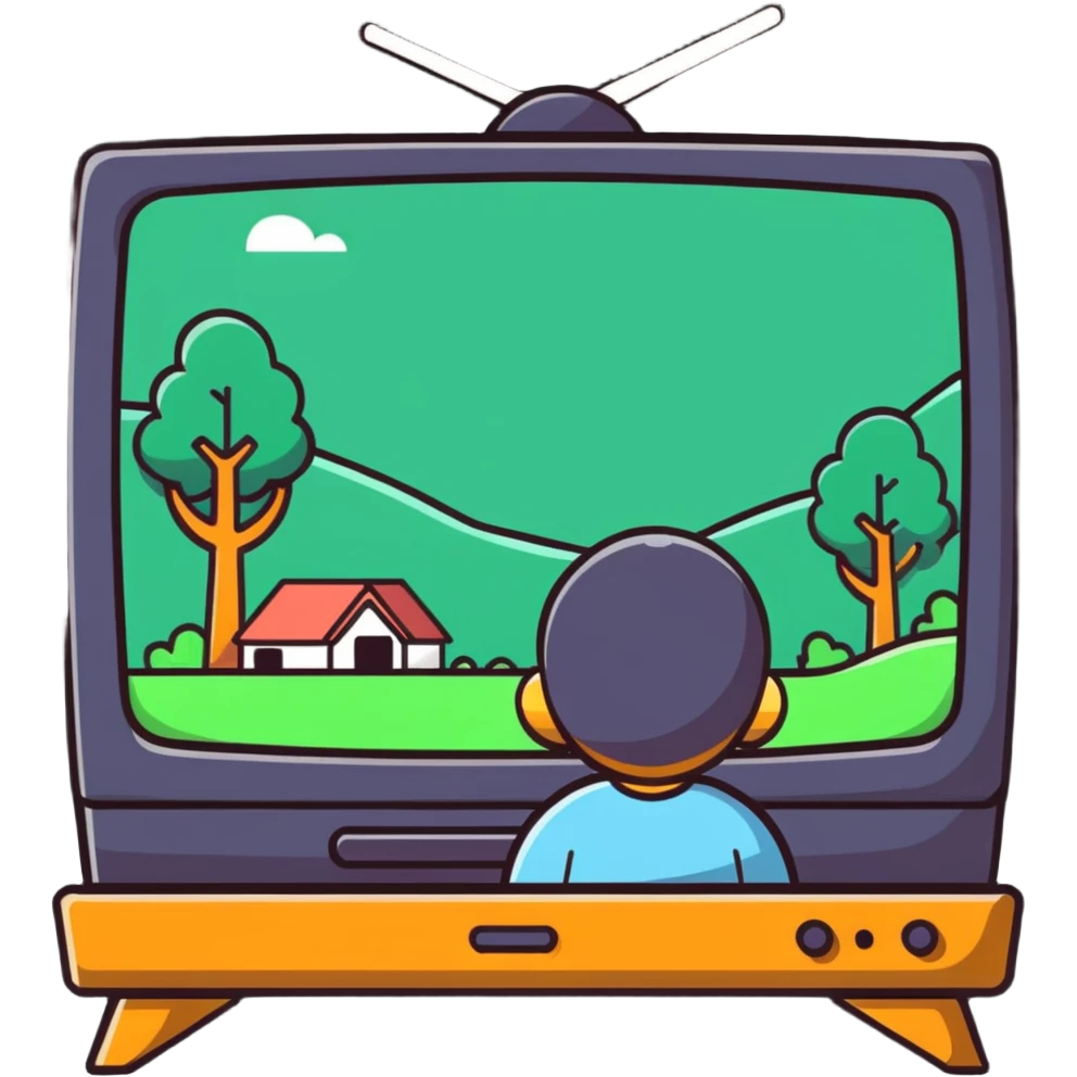 character watching a nature documentary on TV emoji
