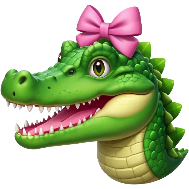 Crocodilo com um laço rosa na cabeça  emoji