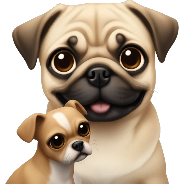 pug playing with chihuahua brown black color emoji