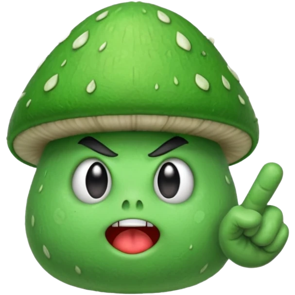 angry green mushroom giving you the middle finger emoji