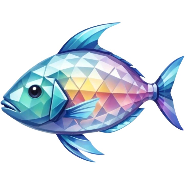 the flat side view of a crystal fish (fictional) emoji