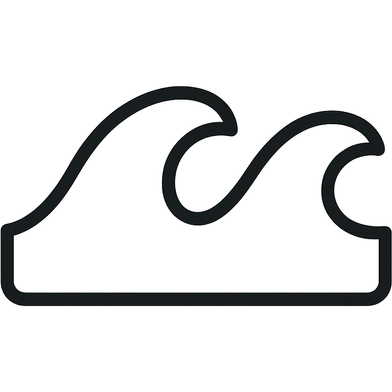 minimalist wave emoji, smooth curves, light blue, clean look emoji