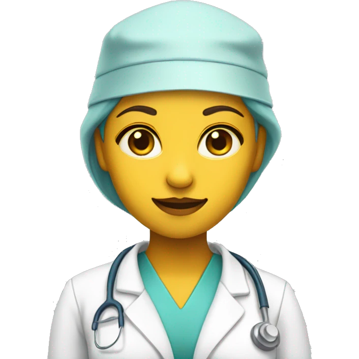 girl surgeon with cap and coat on yellow skin emoji
