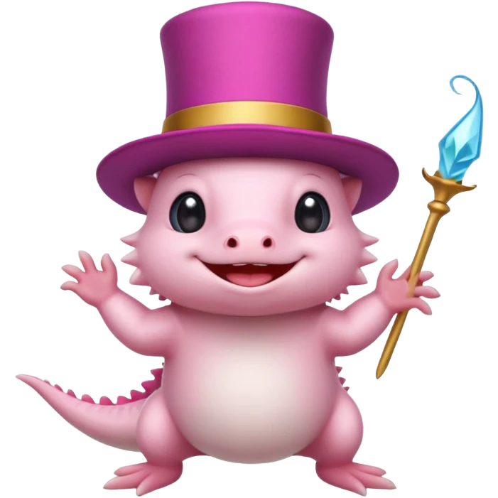 white axolotl with magician hat emoji