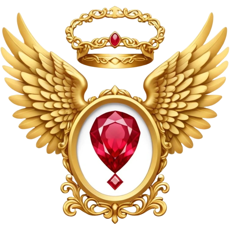 3rd place award number in frame decorated with golden angel  wings and rubby stone emoji