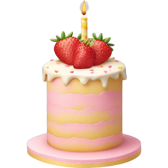 Pastel Birthday cake with strawberry emoji