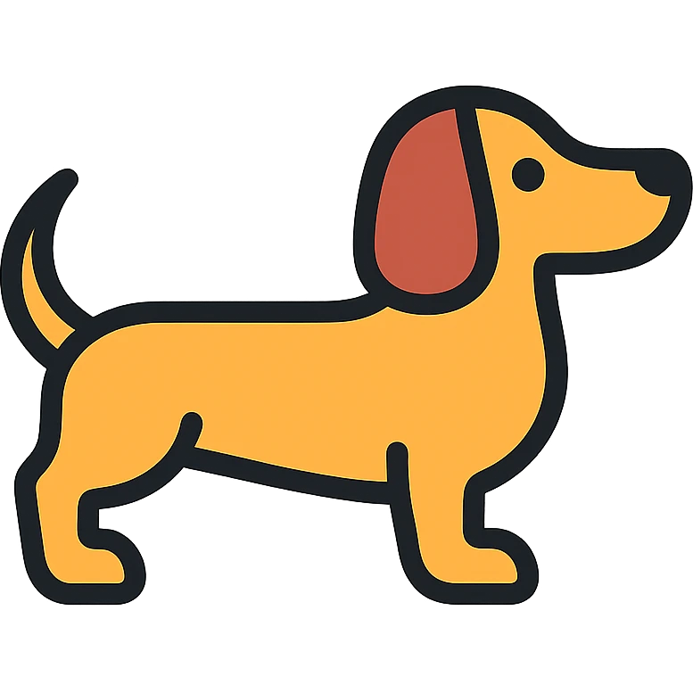 teckel dog, minimal and modern, color icon style emoji