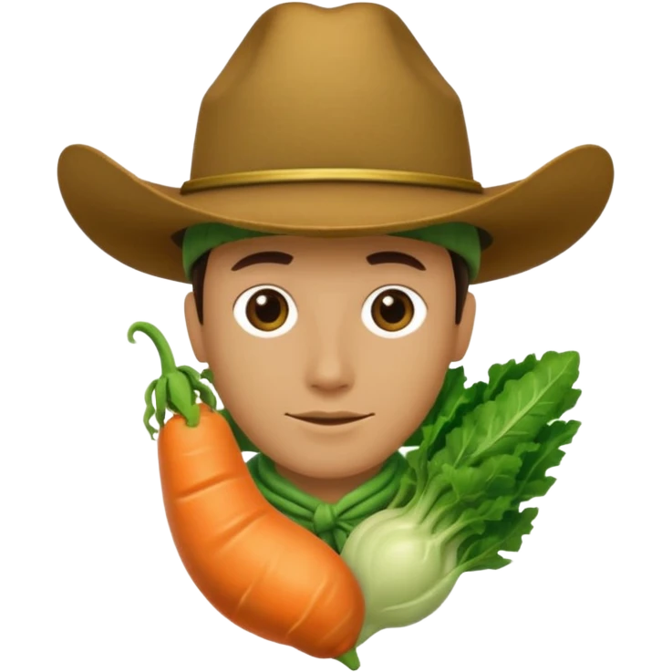 faceless green vegetable with a top cowboy hat emoji