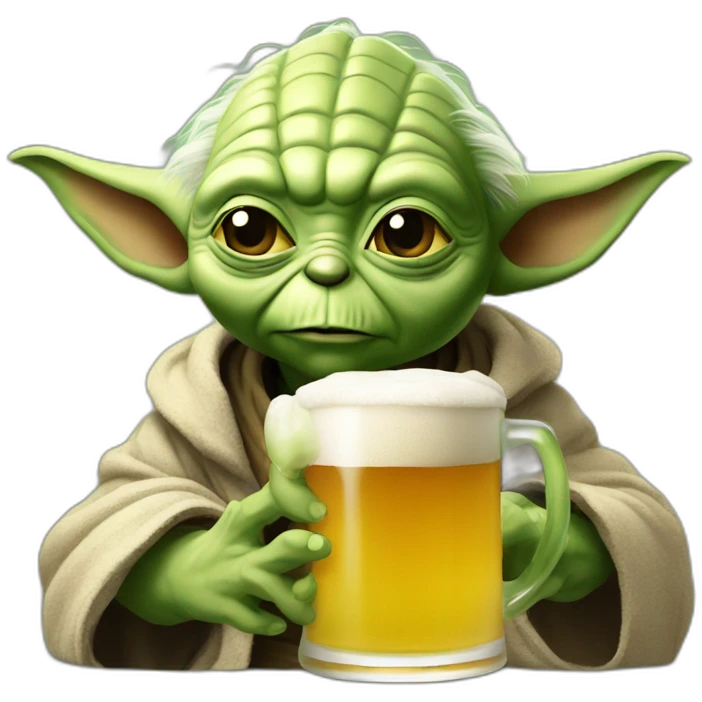 Yoda drink a beer emoji