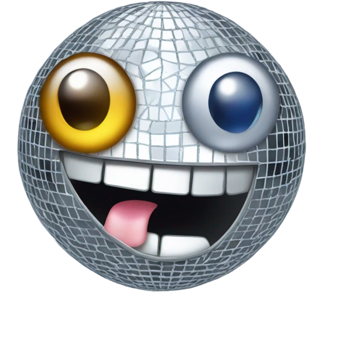 Silver disco ball but it one eye is winking at me emoji