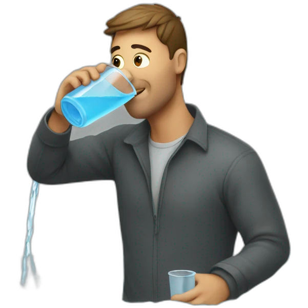 Man drinking water from flood emoji