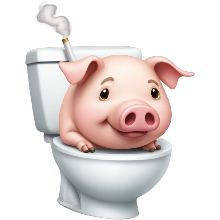 pig on a toilet while smoking emoji