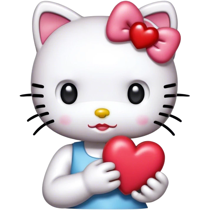 Hello kitty with a heart sticking out  emoji