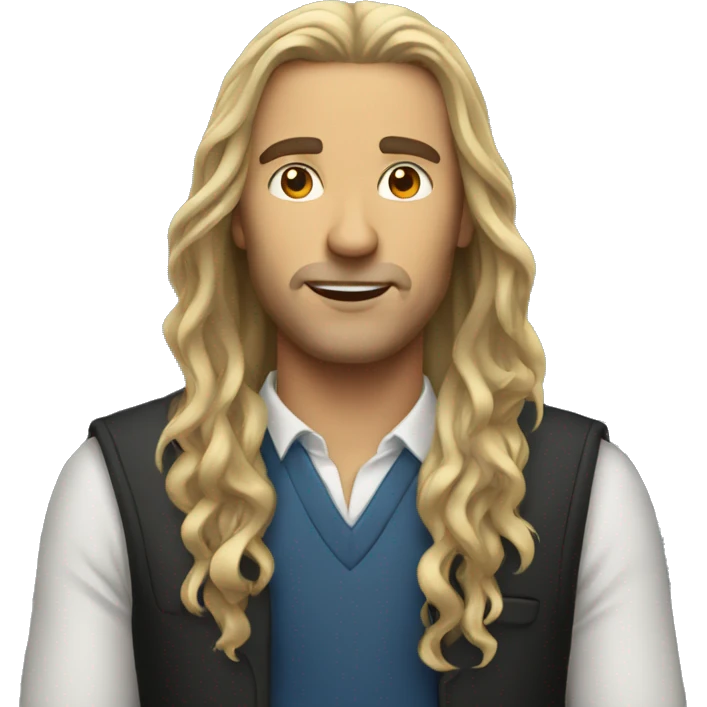 man with long hair shoc emoji