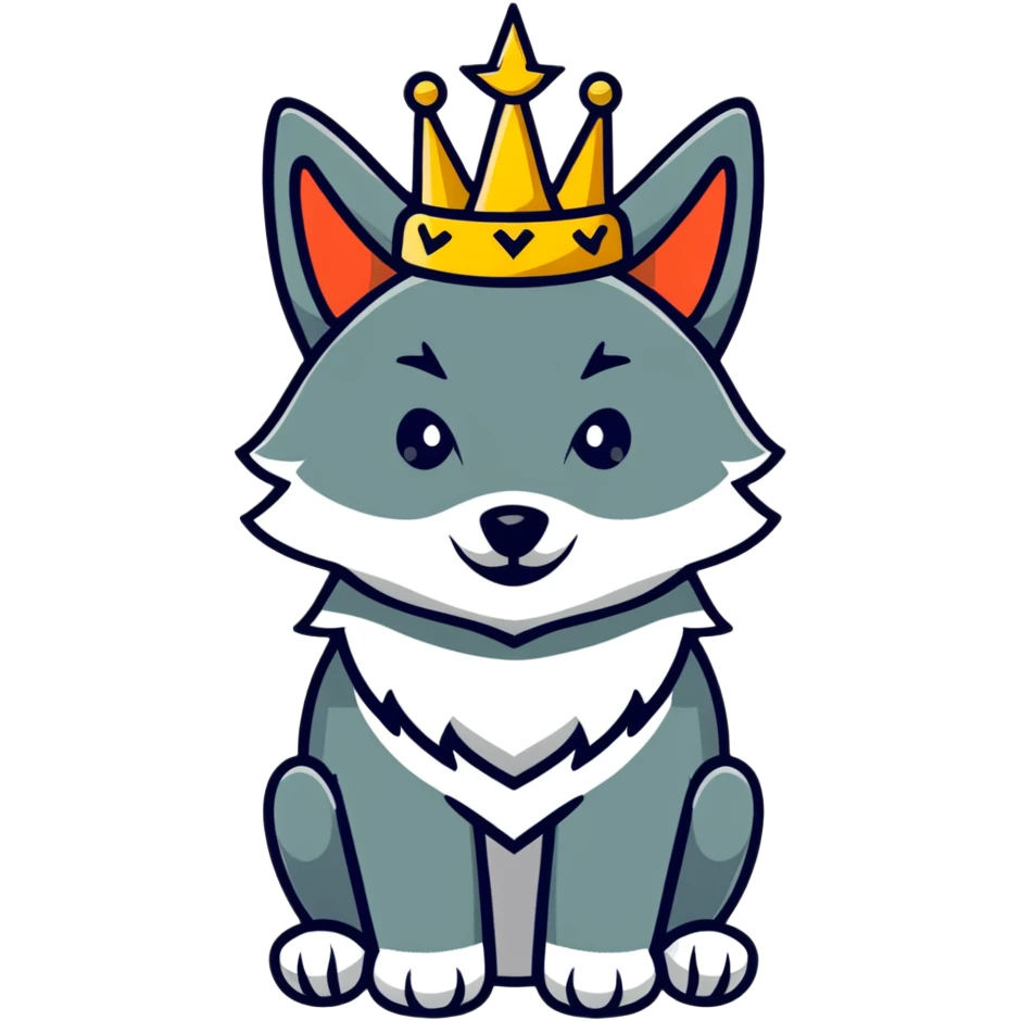 noble wolf with a golden crown emoji