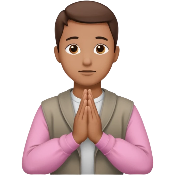 Brown praying hands with pink sleeves hands only emoji