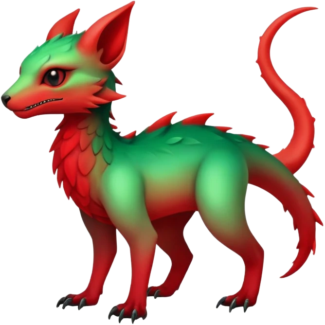 Cool Edgy Green-Red-gradient ethereal badass Fionbri-Vernid-Trico-animal-creature full bodyd emoji