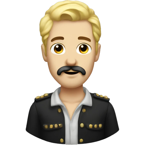 One man with blonde hair and black moustache and a black beard emoji