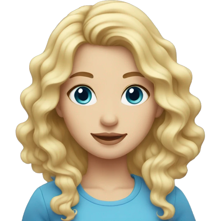 Cute woman with wavy blonde hair and blue eyes emoji
