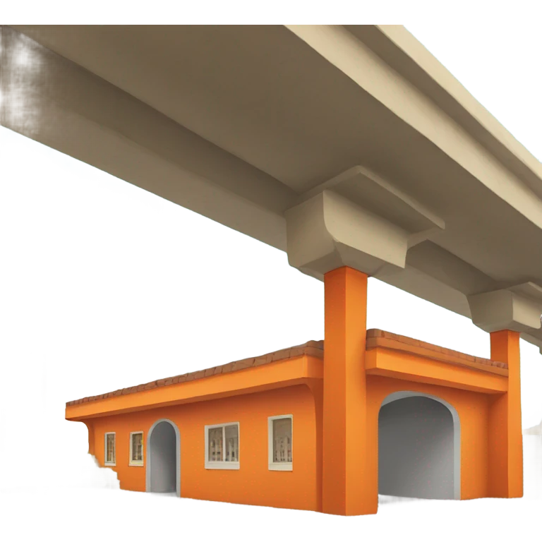 Orange ashram under a highway overpass  emoji